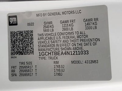 2022 Chevrolet Colorado 4WD Work Truck