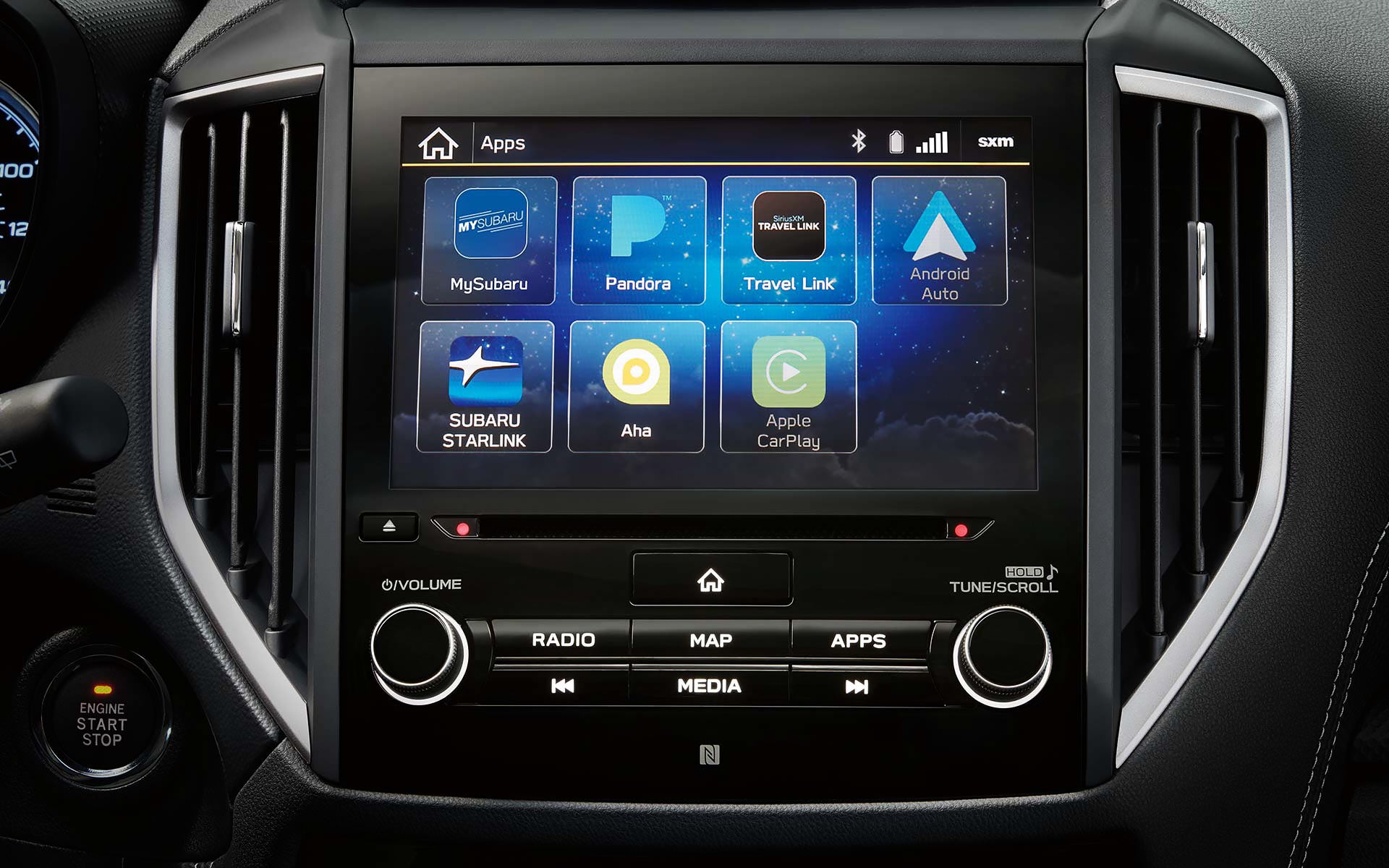 A close-up of the SUBARU STARLINK Multimedia touchscreen on the 2022 Forester. | Bergstrom Subaru Green Bay in Green Bay WI