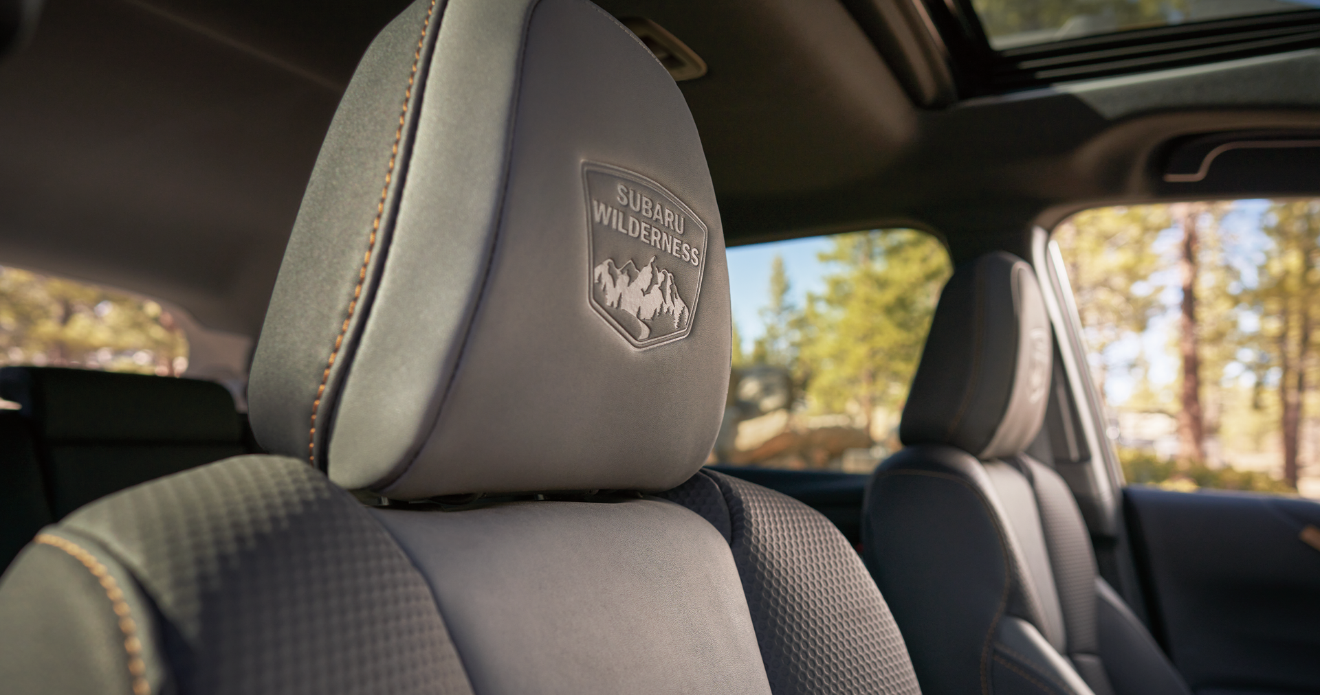 A close-up of the StarTex® water-repellent upholstery on the 2023 Outback Wilderness. | Bergstrom Subaru Green Bay in Green Bay WI