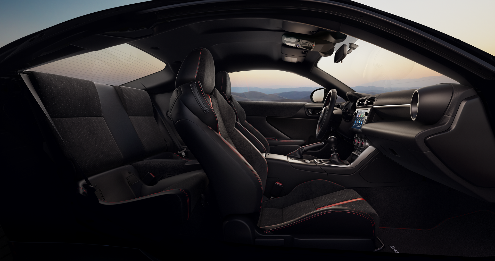 Interior of the 2024 Subaru BRZ Limited in Black/Red Ultrasuede® & Leather